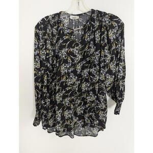 Salam Women's 4X Black Floral Tunic Blouse Bohemian Cottagecore